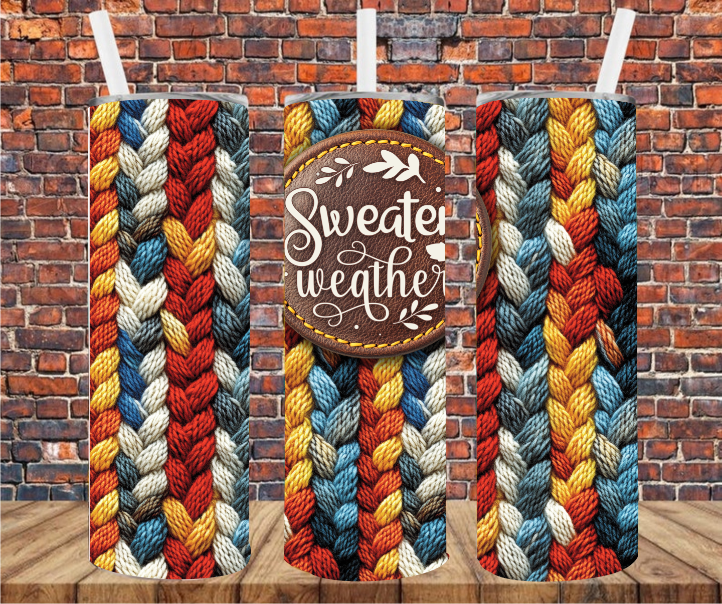 Sweater Weather Cable Knit - Tumbler Wrap - Sublimation Transfers