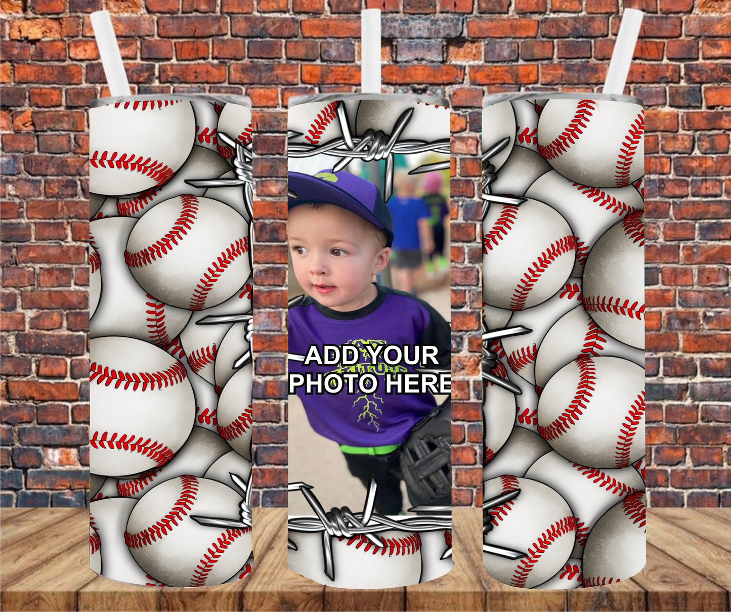 1 image Baseball - Add Your Own Photos - Sublimation Tumbler Wrap